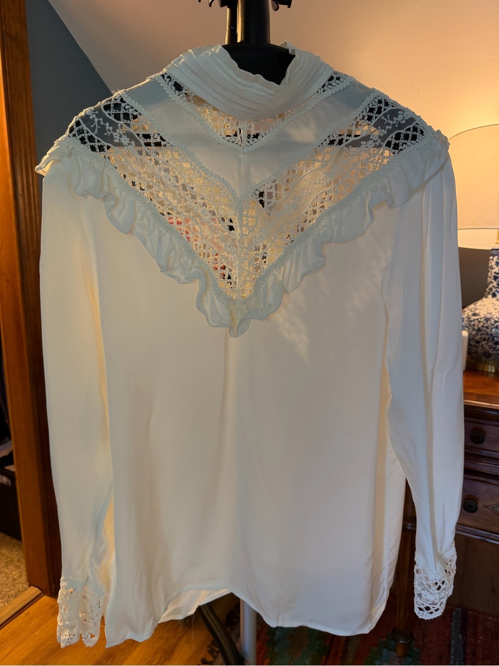 Like NEW. Sandro Silk Long-Sleeve Blouse - white